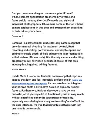 Can you recommend a good camera app for iPhone_