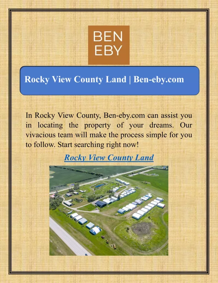 in rocky view county ben eby com can assist