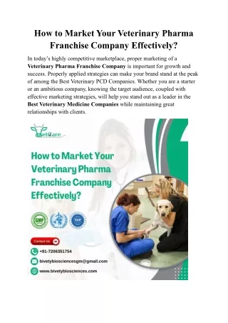 How to Market Veterinary Pharma Franchise Company Effectively?