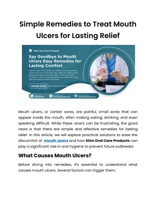 simple remedies to treat mouth ulcers for lasting