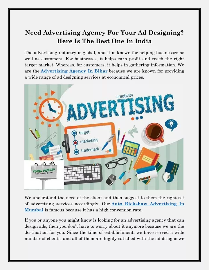 need advertising agency for your ad designing