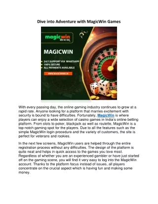 Dive into Adventure with MagicWin Games