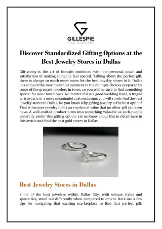 Discover Standardized Gifting Options at the Best Jewelry Stores in Dallas