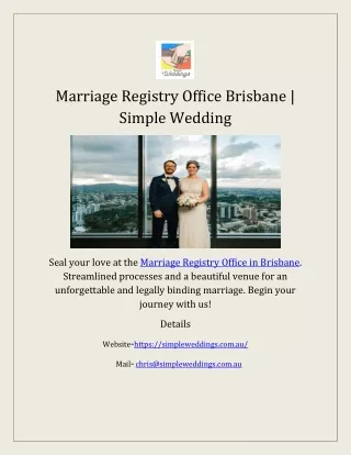 Marriage Registry Office Brisbane