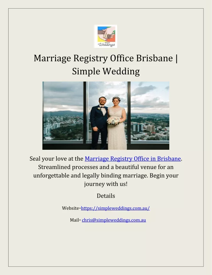 marriage registry office brisbane simple wedding