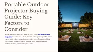 Portable Outdoor Projector Buying Guide Key Factors to Consider