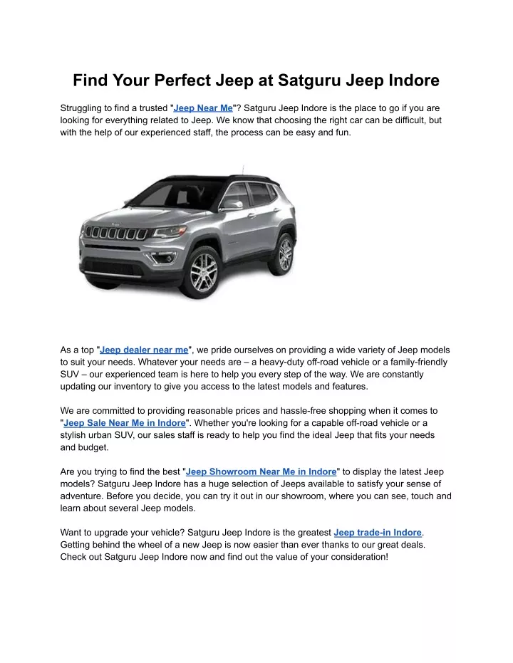 find your perfect jeep at satguru jeep indore