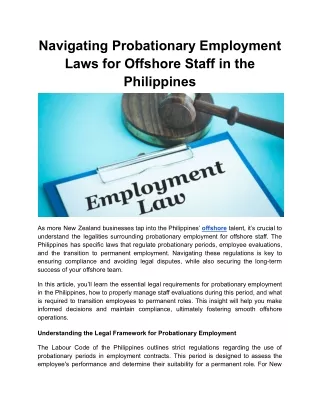Navigating Probationary Employment Laws for Offshore Staff in the Philippines