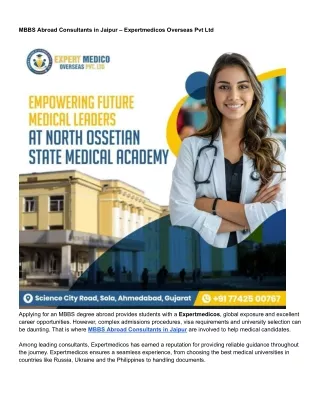 MBBS Abroad Consultants in Jaipur_Expertmedicos