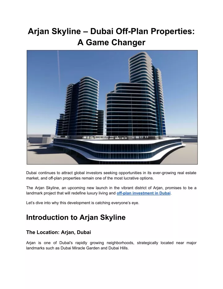 arjan skyline dubai off plan properties a game