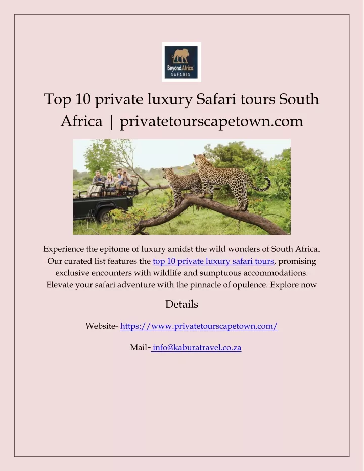 top 10 private luxury safari tours south africa