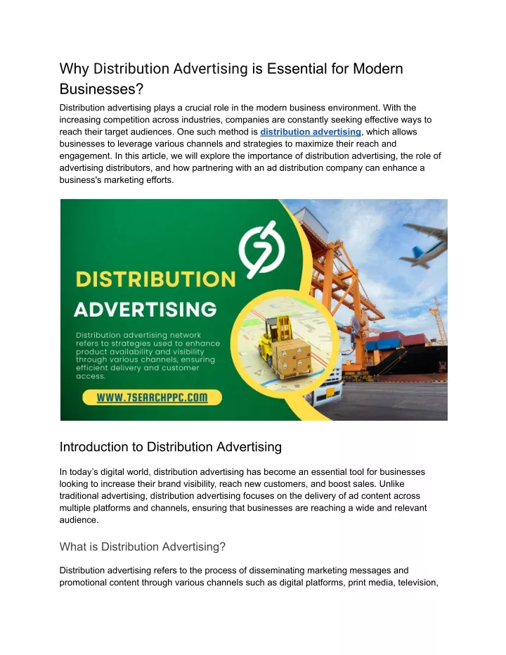 why distribution advertising is essential