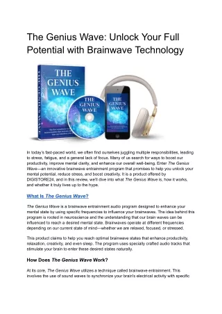the genius wave unlock your full potential with