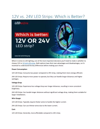 12v vs 24v led strips which is better