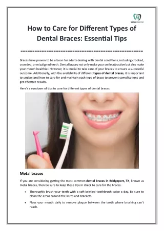 Essential Tips to Care for Dental Braces