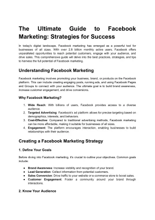 Article for Facebook Marketing