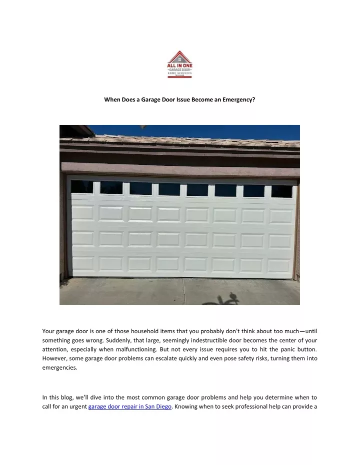 when does a garage door issue become an emergency