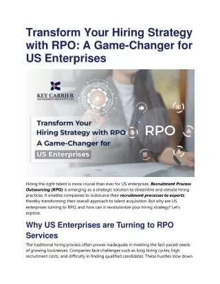 Transform Your Hiring Strategy with RPO A Game-Changer for US Enterprises