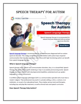 Speech Therapy for Autism