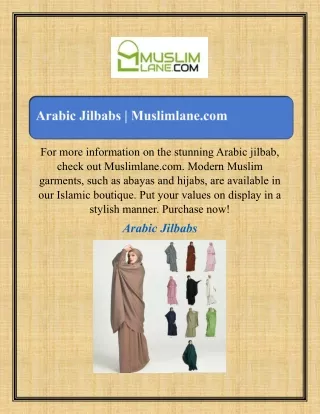 Arabic Jilbabs  Muslimlane.com