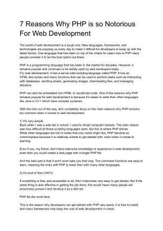 7 Reasons Why PHP is so Notorious For Web Development