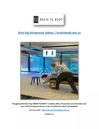 brain fog chiropractor sydney braintobody com au