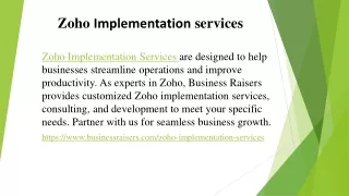 zoho implementation services
