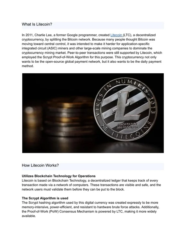 Understanding Litecoin: A Decentralized Digital Currency