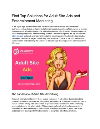 Find Top Solutions for Adult Site Ads and Entertainment Marketing