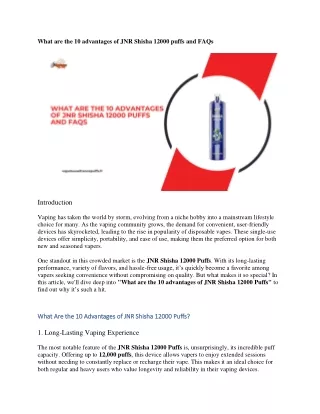 what are the 10 advantages of jnr shisha 12000