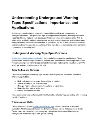understanding underground warning tape