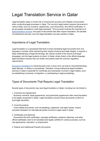 Legal Translation Service in Qatar