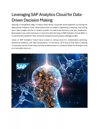 leveraging sap analytics cloud for data driven