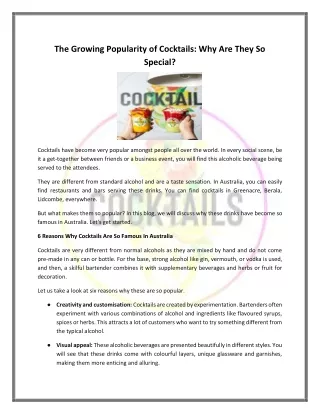 The Growing Popularity of Cocktails: Why Are They So Special?