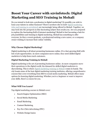 boost your career with s2vinfotech digital
