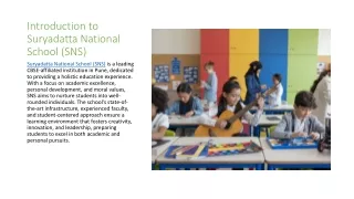 Nurturing Excellence - A Holistic Approach to Education at Suryadatta National School