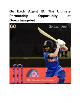 Go Exch Agent ID_ The Ultimate Partnership Opportunity at Goexchangebet