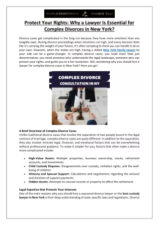 Protect Your Rights- Why a Lawyer Is Essential for Complex Divorces in New York