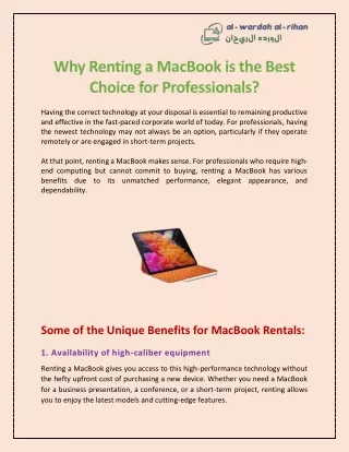 Why Renting a MacBook is the Best Choice for Professionals?