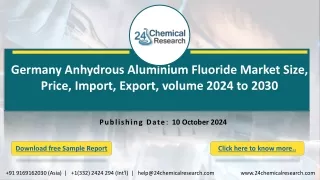 Germany Anhydrous Aluminium Fluoride Market Size, Price, Import, Export, volume 2024 to 2030