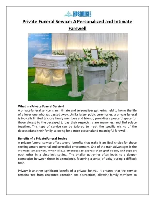 Private Funeral Service A Personalized and Intimate Farewell