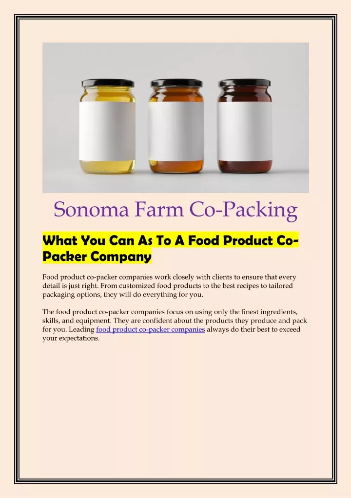 sonoma fa r m c o packing