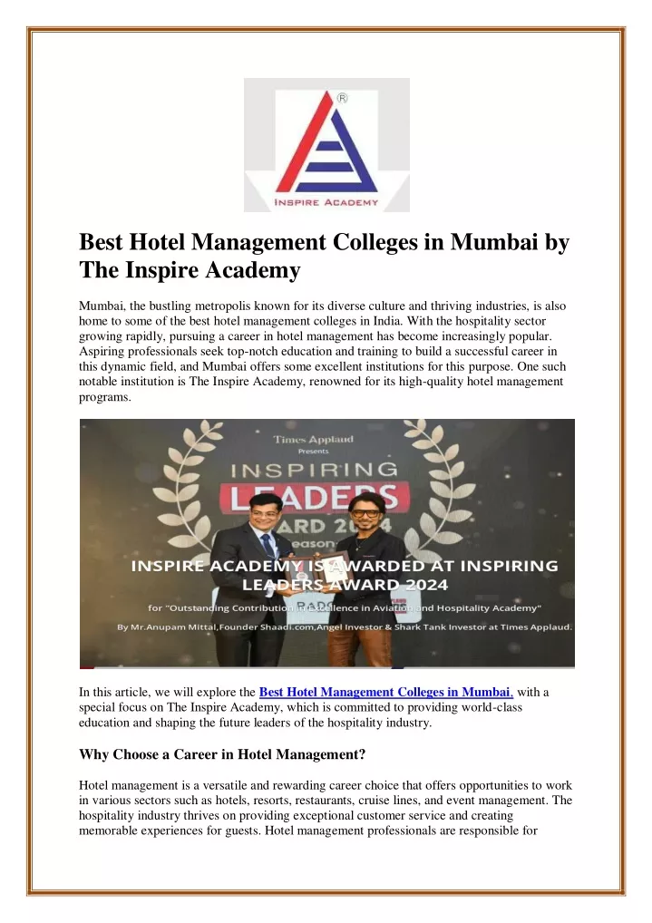 best hotel management colleges in mumbai