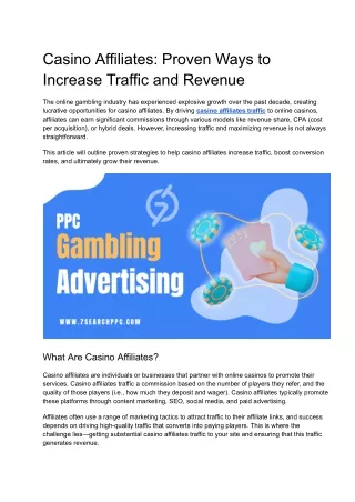 Casino Affiliates_ Proven Ways to Increase Traffic and Revenue