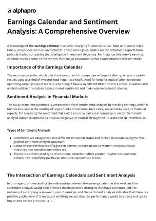 earnings calendar and sentiment analysis