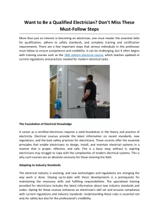Want to Be a Qualified Electrician Don't Miss These Must-Follow Steps