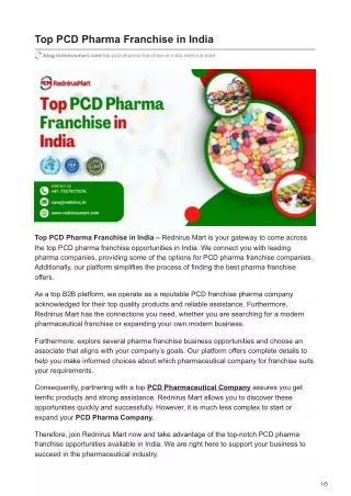 Top PCD Pharma Franchise in India