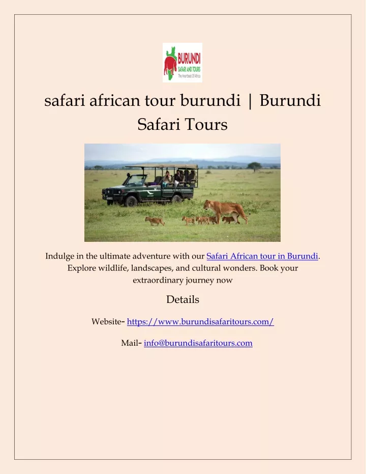 safari african tour burundi burundi safari tours