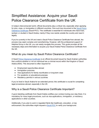 A Complete Guide to Acquiring a Saudi Police Clearance Certificate from the UK