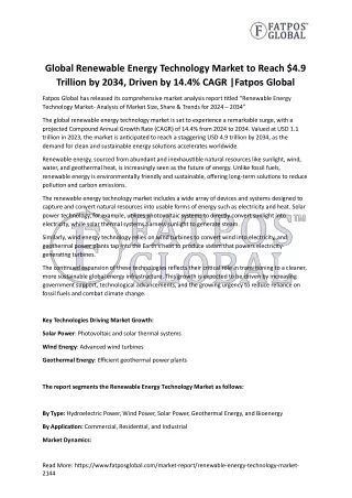 Renewable Energy Technology Market